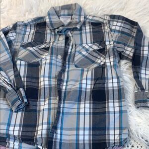 Toughskins Blue and White Plaid Button-Down Shirt